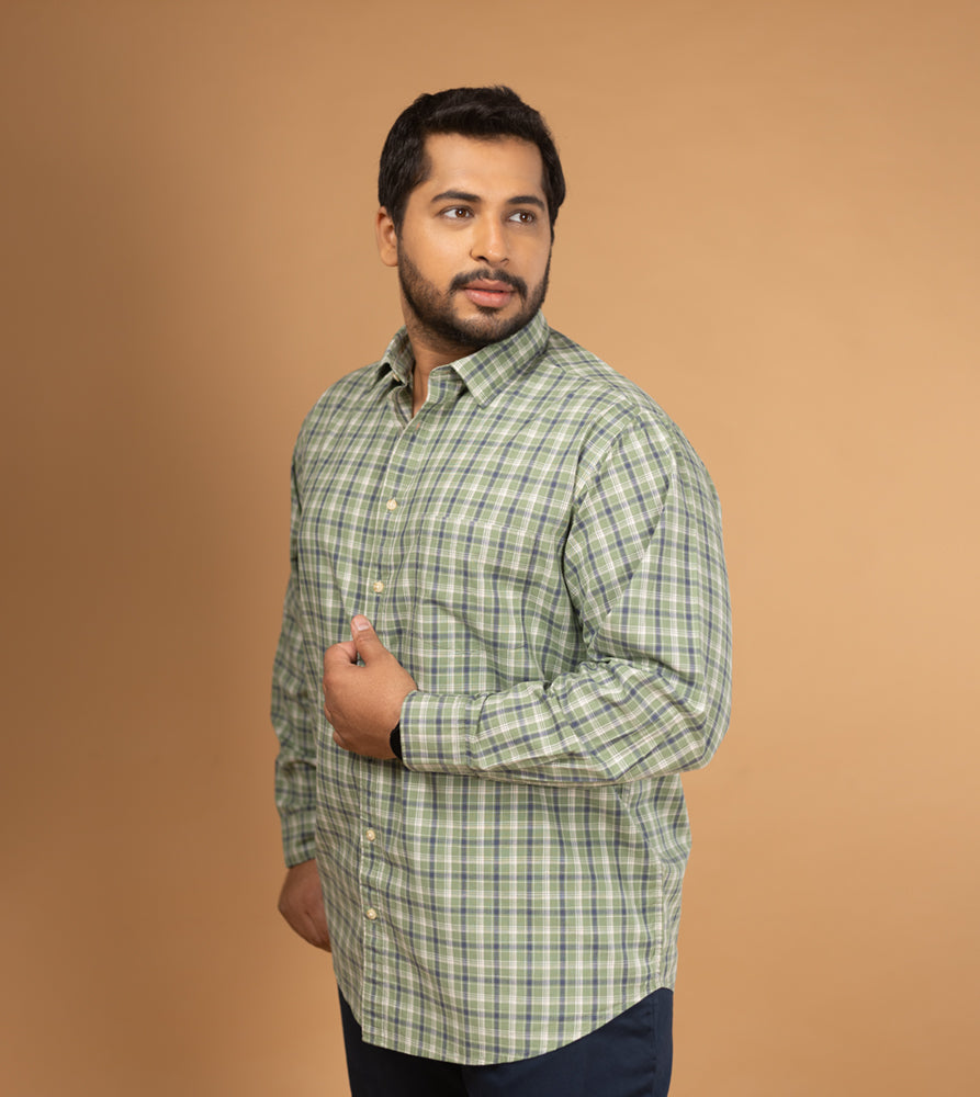 Plus Size Casual Shirt | 4XL - 10XL | 100% Cotton | Green