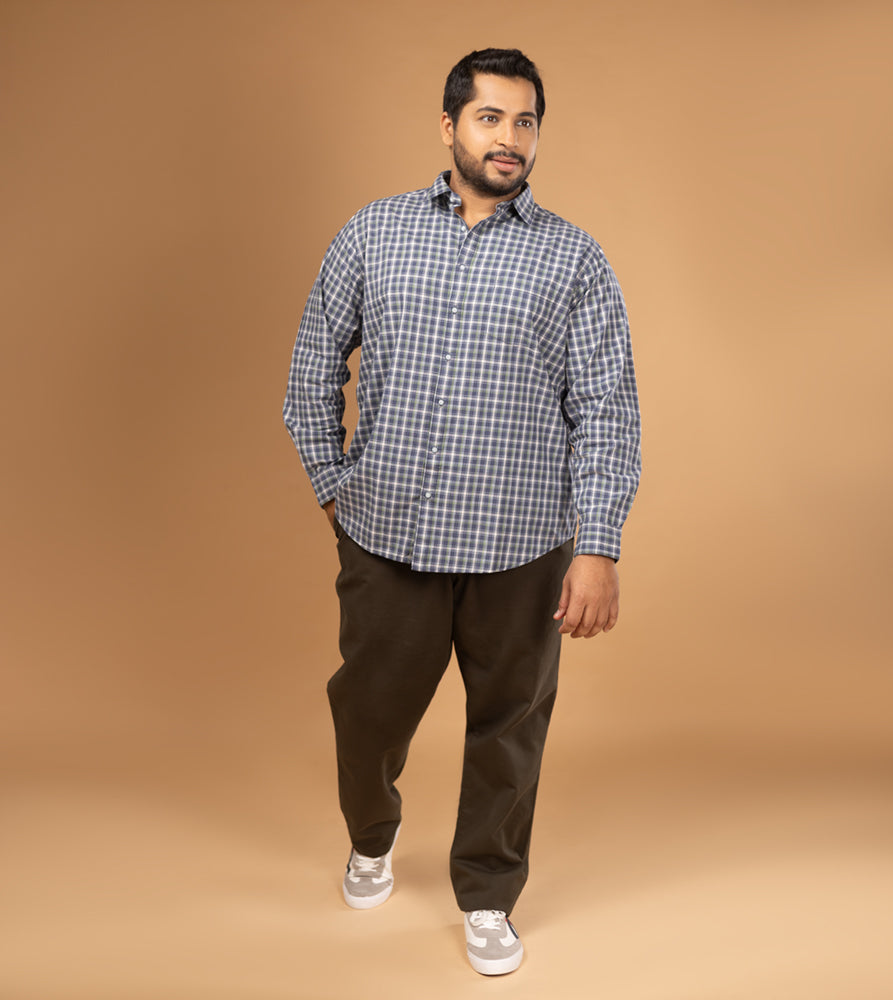 Plus Size Casual Shirt | 4XL - 10XL | 100% Cotton | Blue
