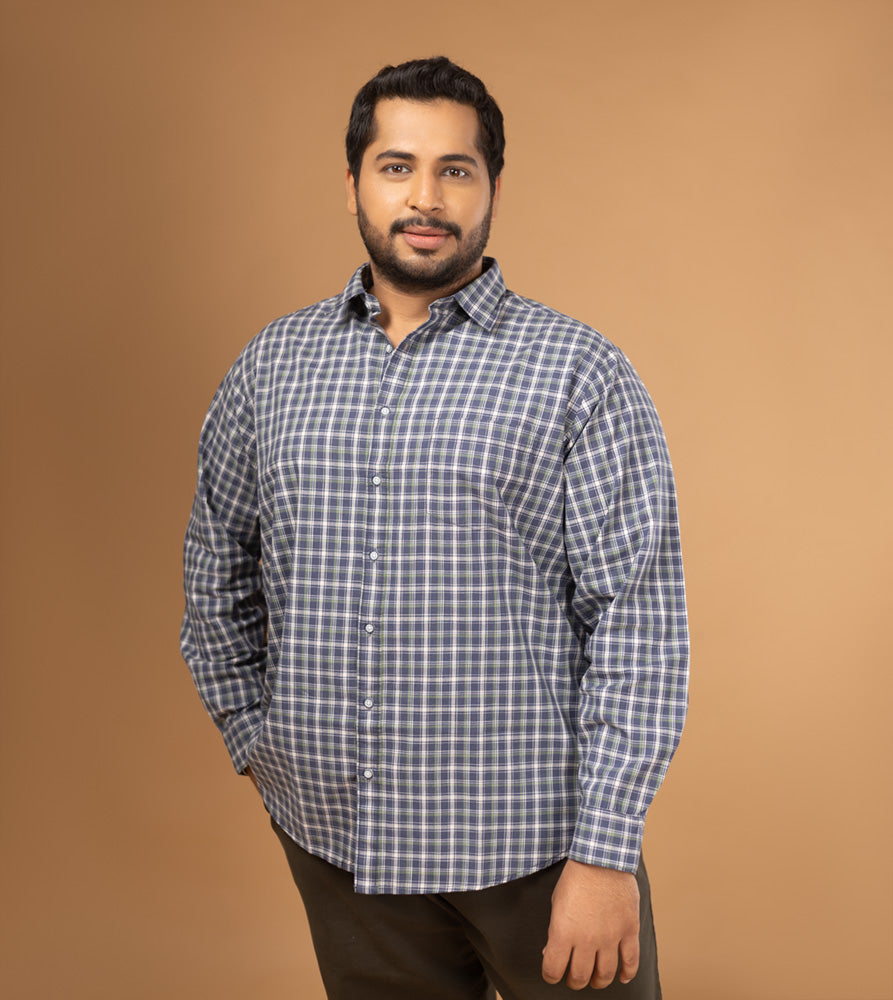 Plus Size Casual Shirt | 4XL - 10XL | 100% Cotton | Blue