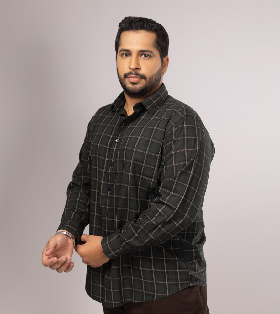 Plus Size Casual Shirt For Men | 4XL - 10XL | 100% Cotton | Green