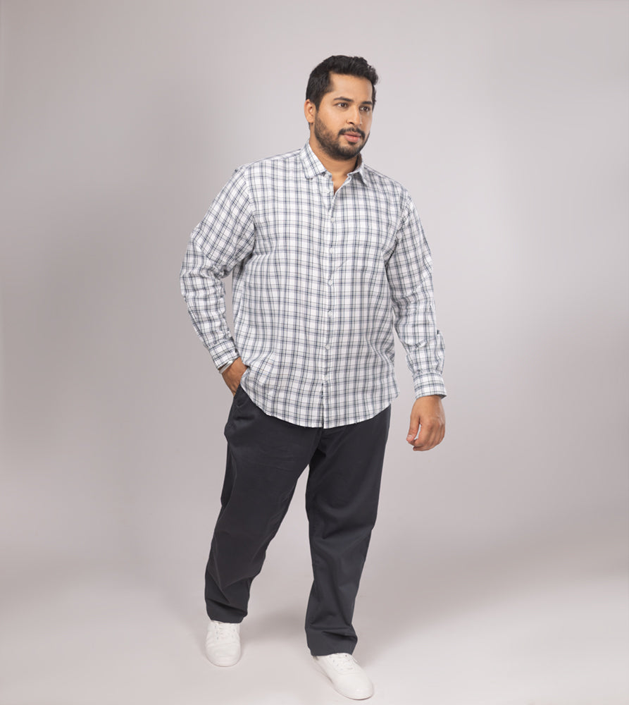 Plus Size Casual Shirt | 4XL - 10XL | 100% Cotton | White