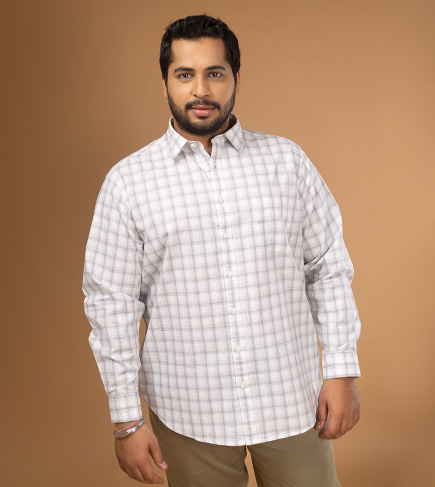 Plus Size Casual Shirt | 4XL - 10XL | 100% Cotton | Off White