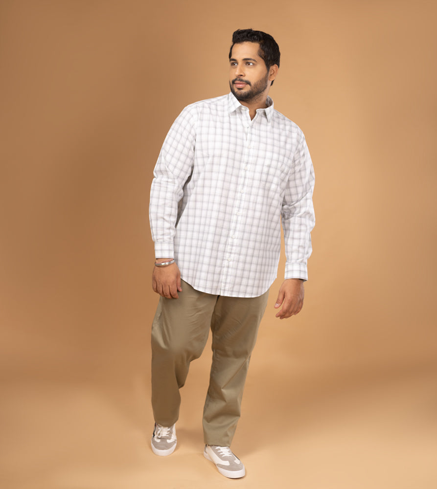 Plus Size Casual Shirt | 4XL - 10XL | 100% Cotton | Off White
