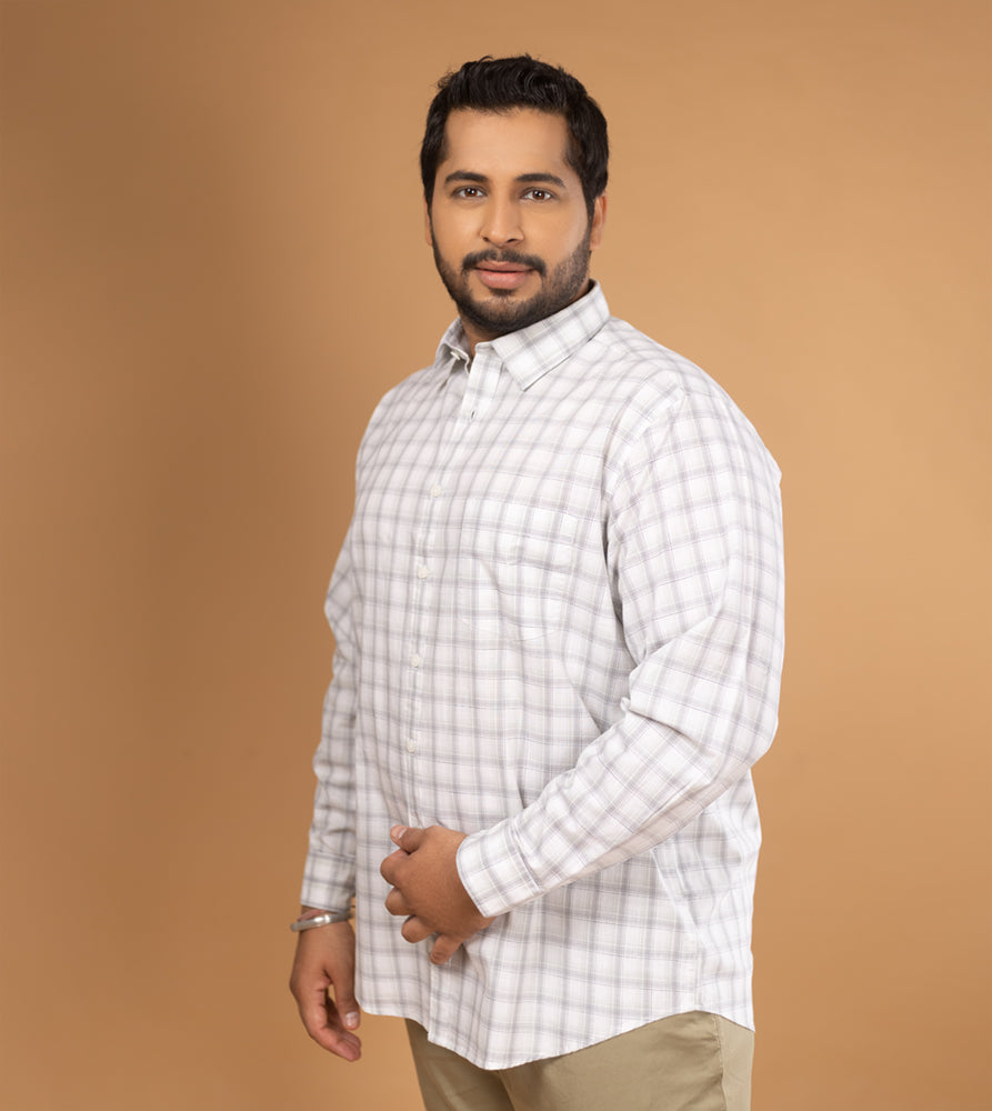 Plus Size Casual Shirt | 4XL - 10XL | 100% Cotton | Off White