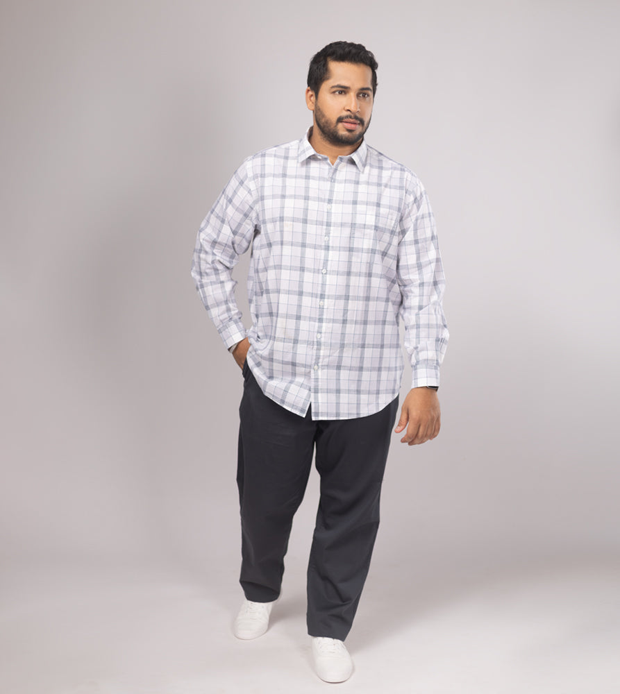 Plus Size Casual Shirt | 4XL - 10XL | 100% Cotton | Off White