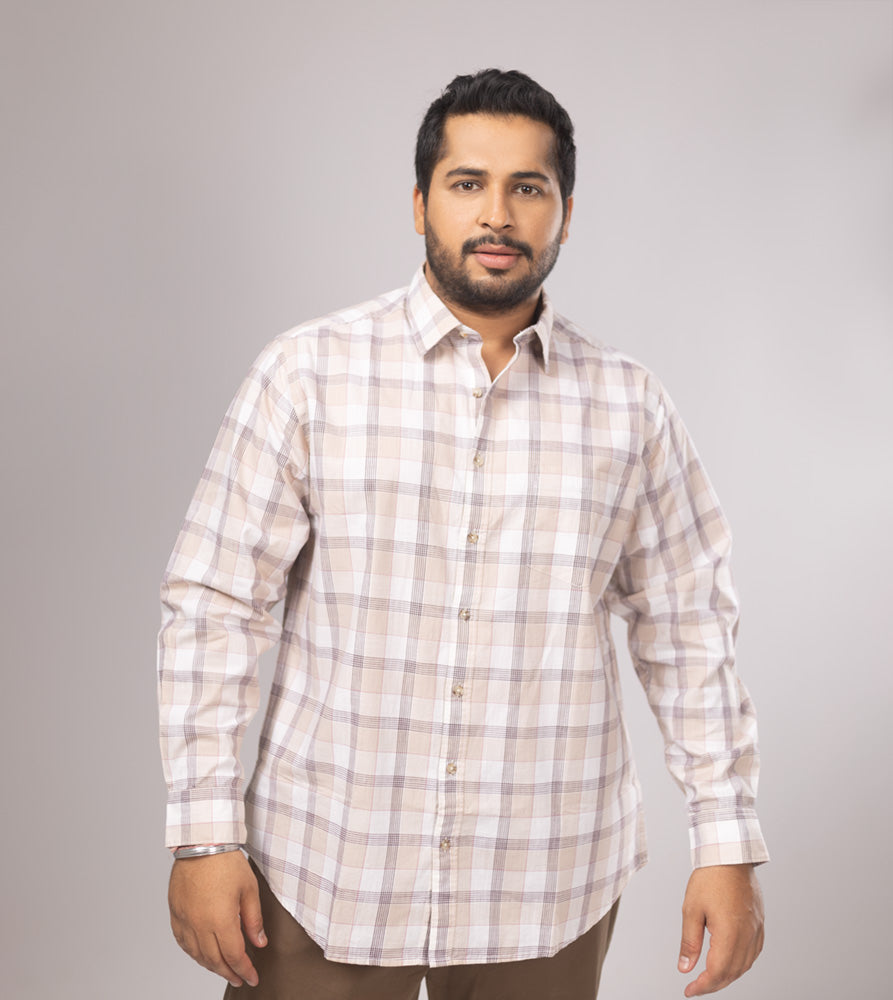 Plus Size Casual Shirt | 4XL - 10XL | 100% Cotton | Beige