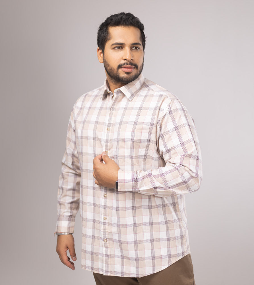 Plus Size Casual Shirt | 4XL - 10XL | 100% Cotton | Beige
