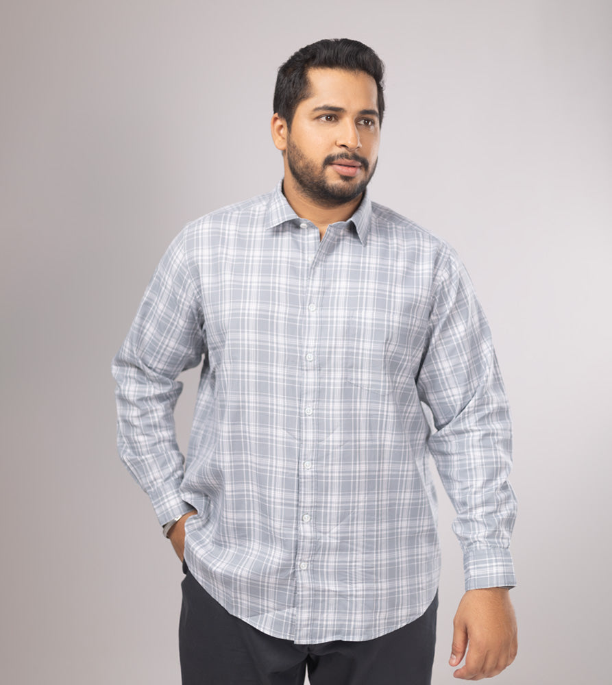 Plus Size Casual Shirt | 4XL - 10XL | 100% Cotton | Grey