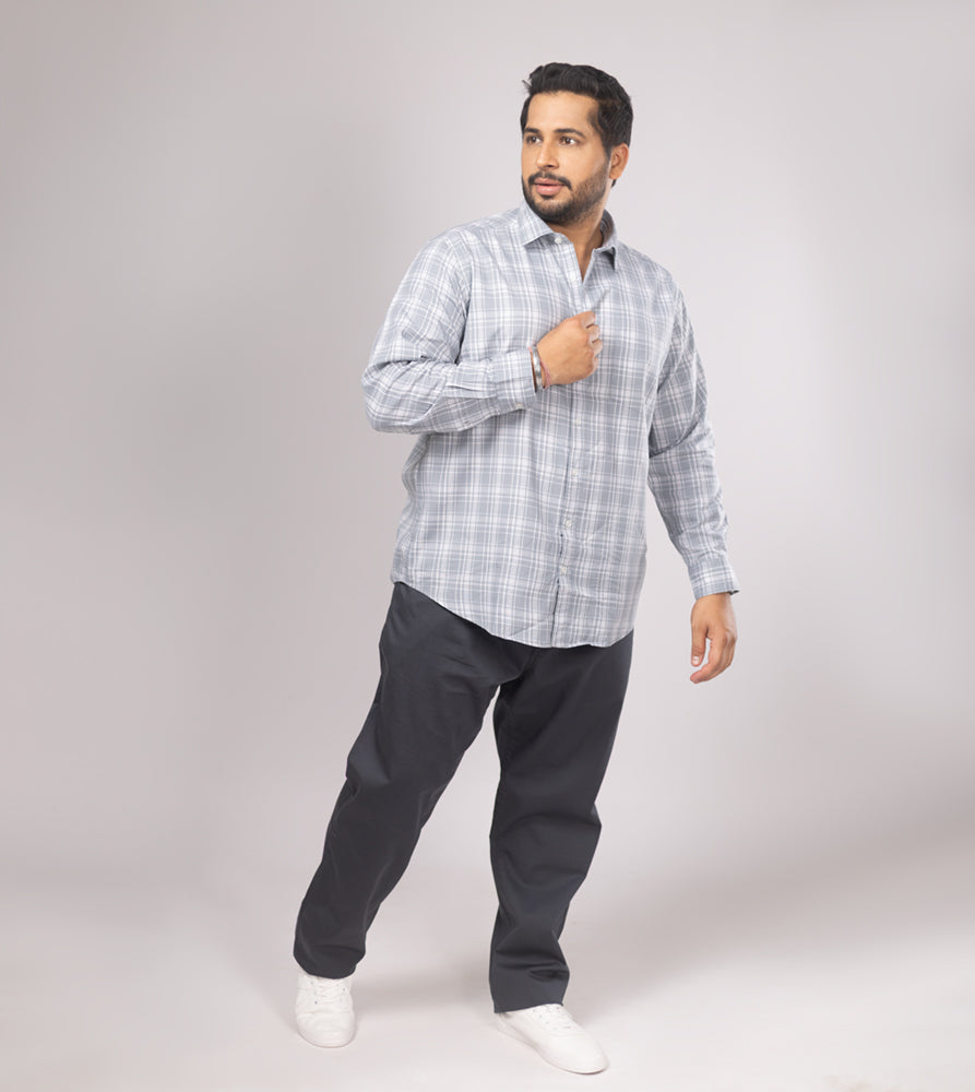 Plus Size Casual Shirt | 4XL - 10XL | 100% Cotton | Grey