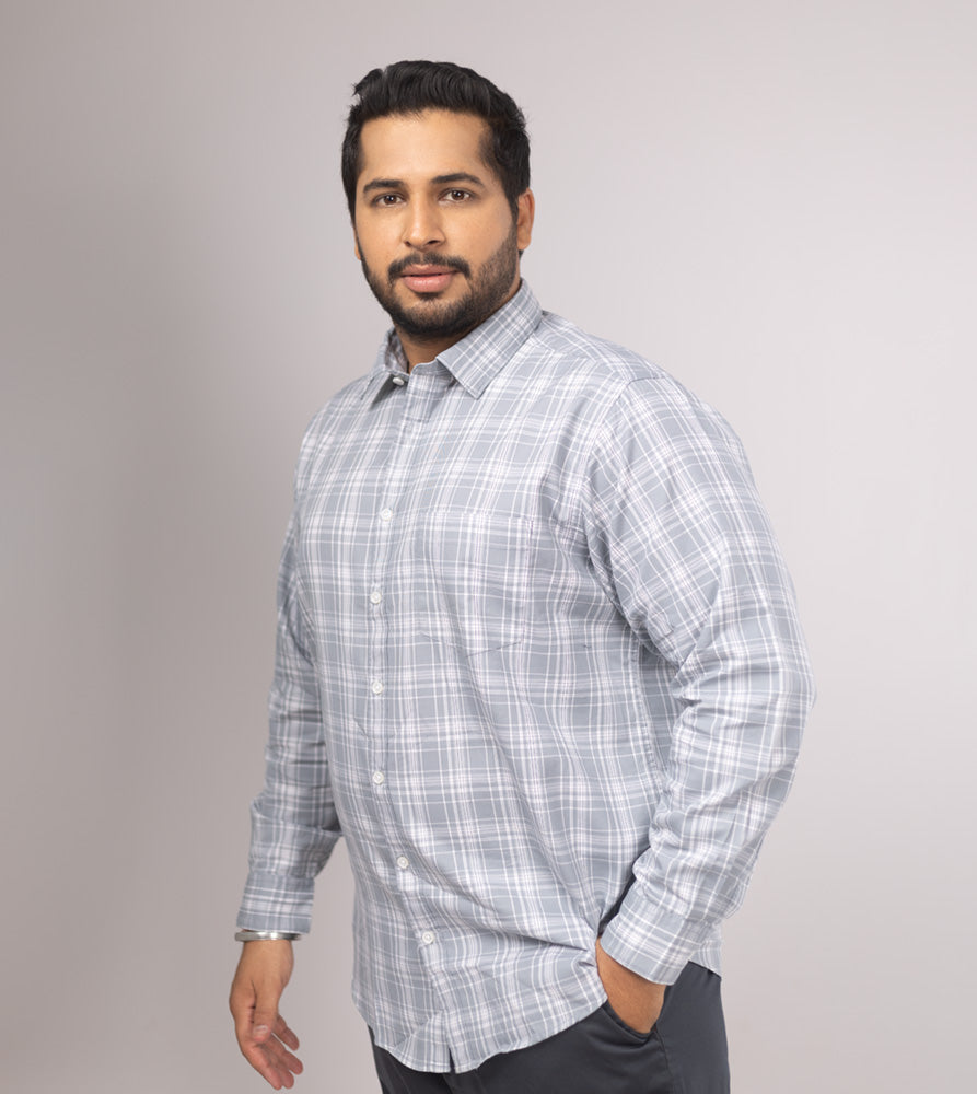 Plus Size Casual Shirt | 4XL - 10XL | 100% Cotton | Grey