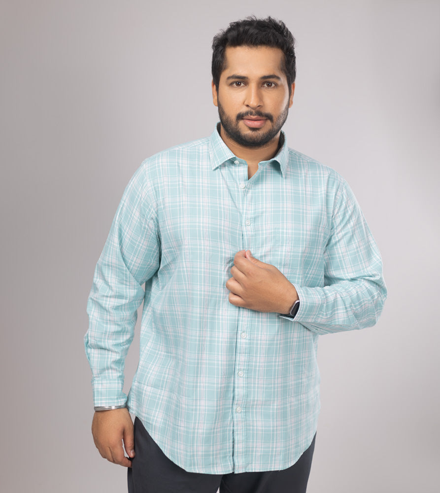 Plus Size Casual Shirt | 4XL - 10XL | 100% Cotton | Light Green