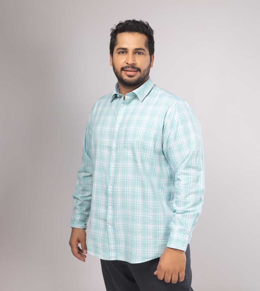 Plus Size Casual Shirt | 4XL - 10XL | 100% Cotton | Light Green