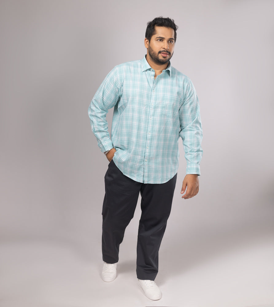 Plus Size Casual Shirt | 4XL - 10XL | 100% Cotton | Light Green