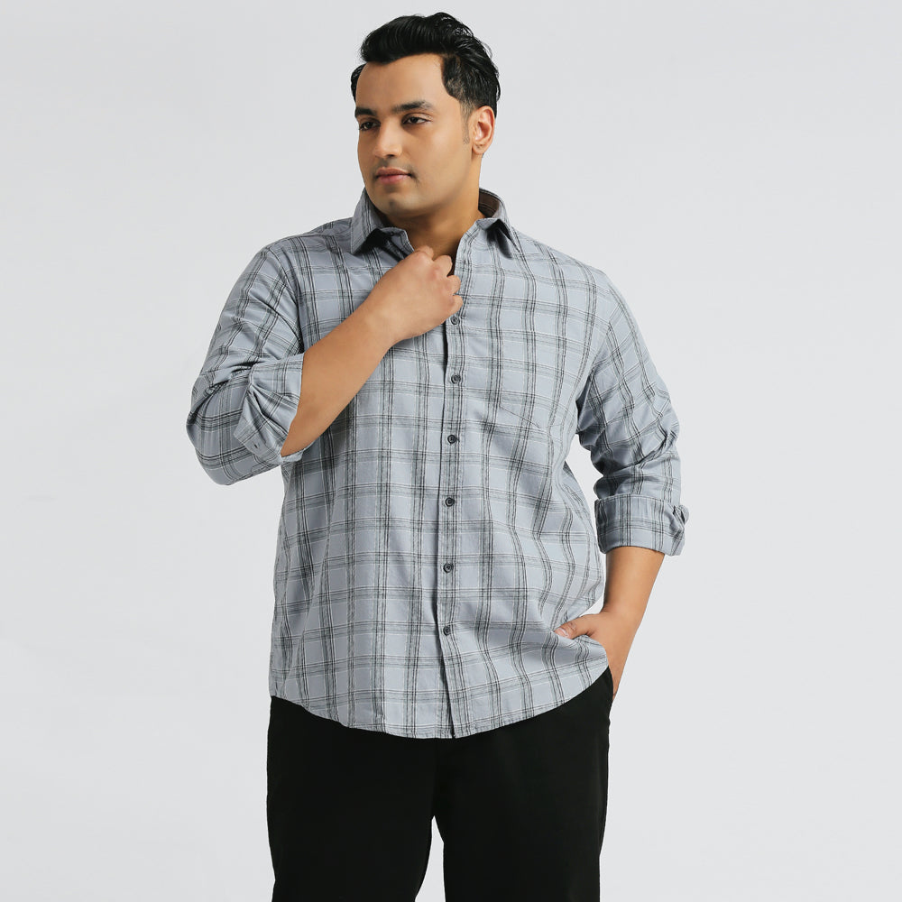 Plus Size Casual Shirt | 4XL - 10XL | 100% Cotton | Grey