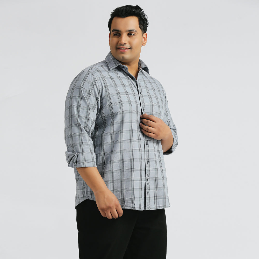 Plus Size Casual Shirt | 4XL - 10XL | 100% Cotton | Grey