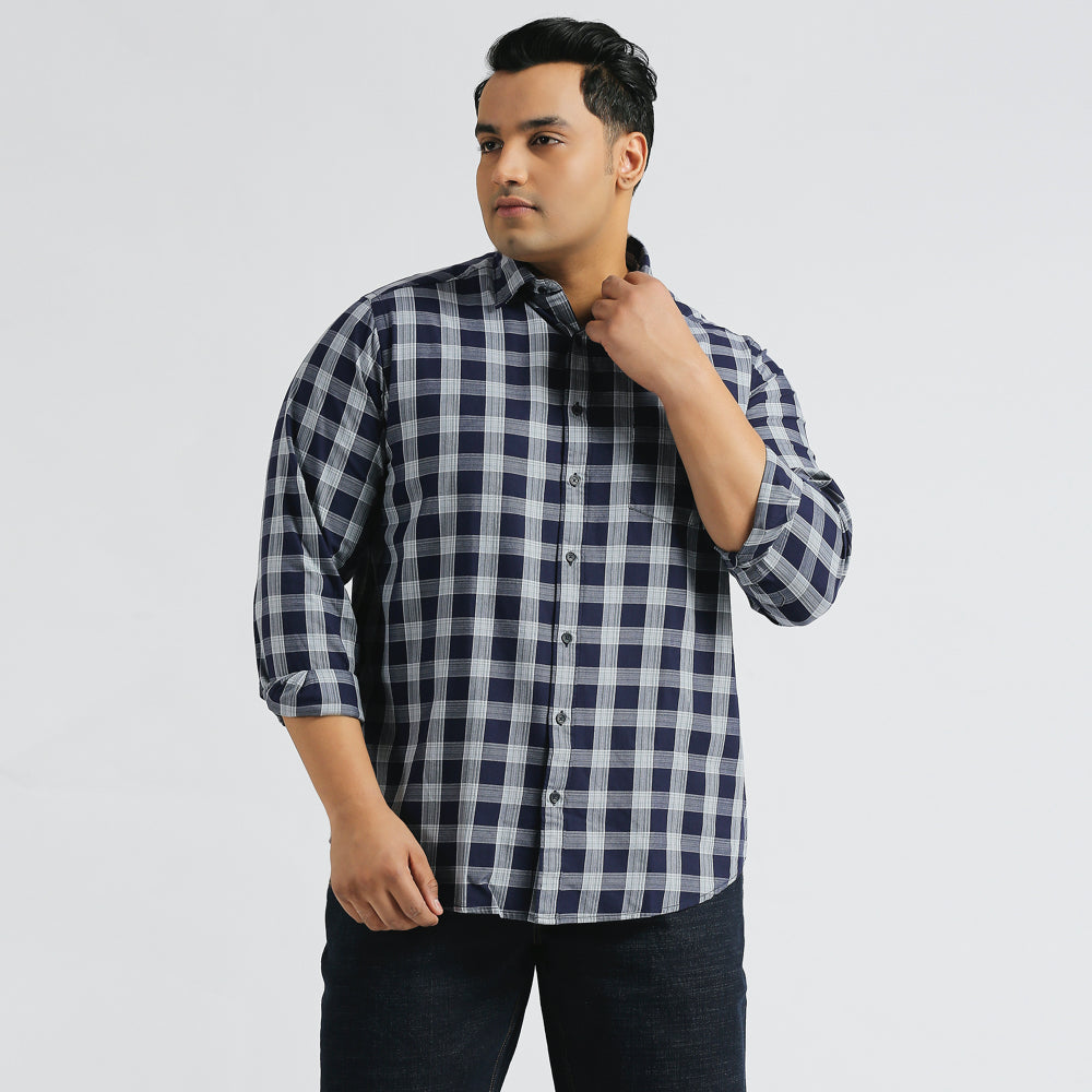 Plus Size Casual Shirt | 4XL - 10XL | 100% Cotton | Navy