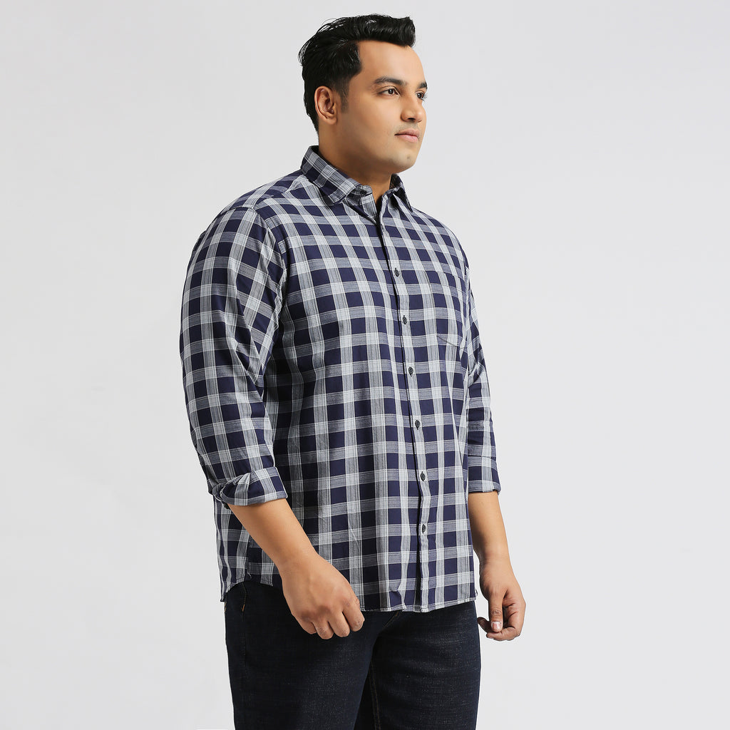 Plus Size Casual Shirt | 4XL - 10XL | 100% Cotton | Navy
