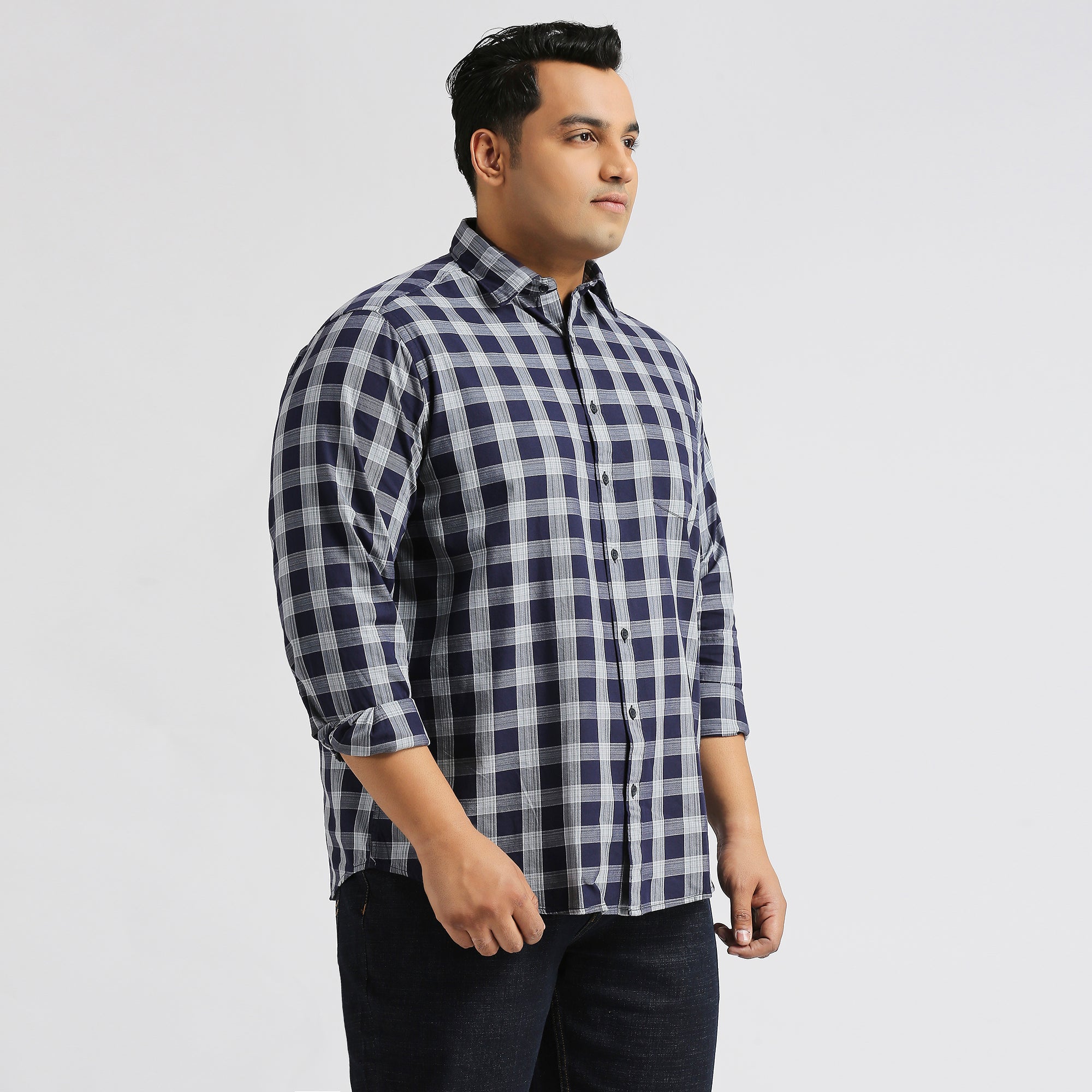 Plus Size Casual Shirt | 4XL - 10XL | 100% Cotton | Navy