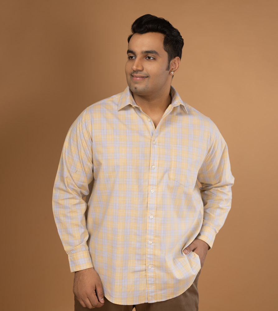 Plus Size Casual Shirt | 4XL - 10XL | 100% Cotton | Yellow