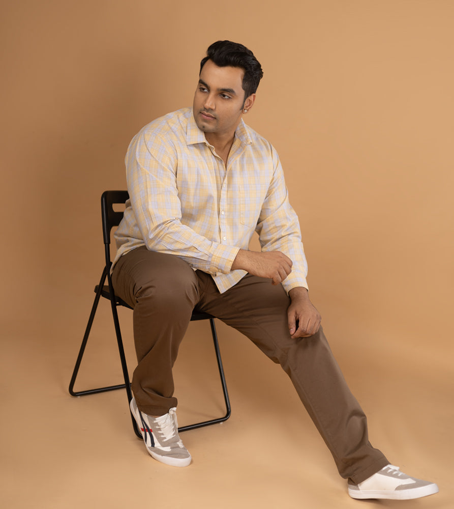 Plus Size Casual Shirt | 4XL - 10XL | 100% Cotton | Yellow