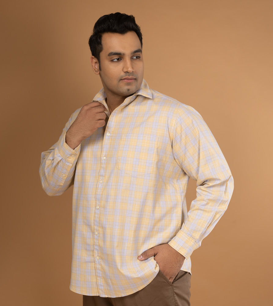 Plus Size Casual Shirt | 4XL - 10XL | 100% Cotton | Yellow