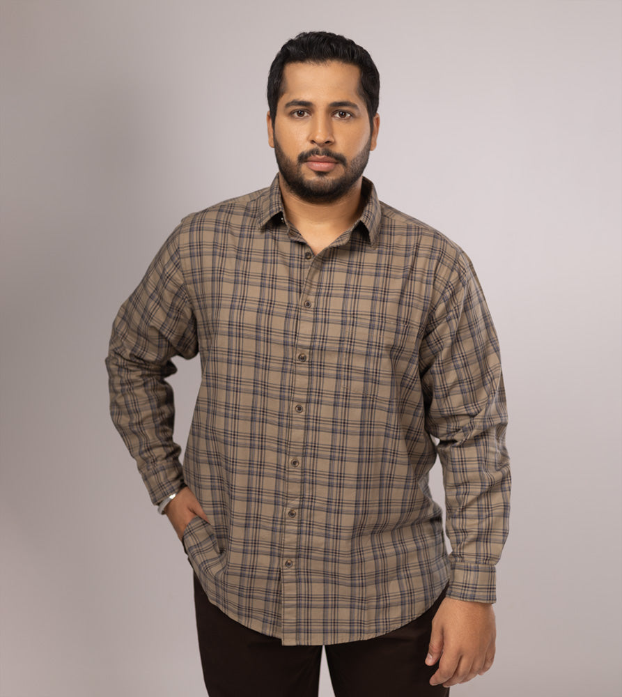 Plus Size Casual Shirt | 4XL - 10XL | 100% Cotton | Brown
