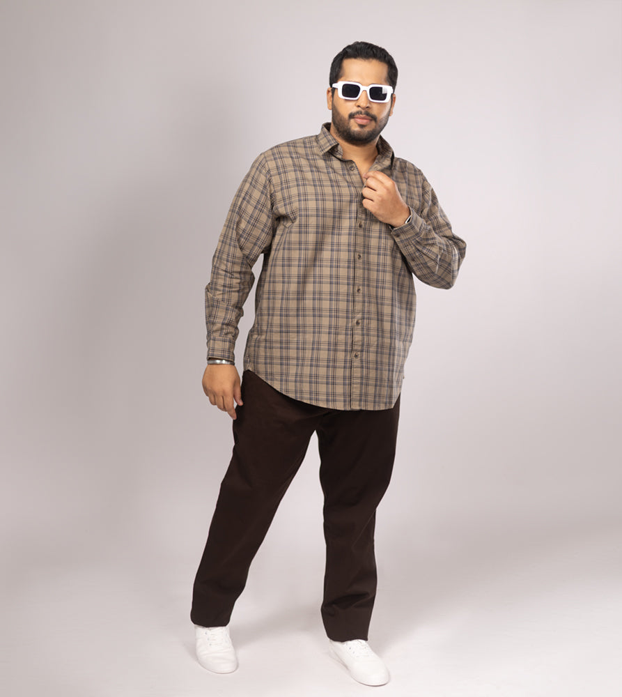 Plus Size Casual Shirt | 4XL - 10XL | 100% Cotton | Brown