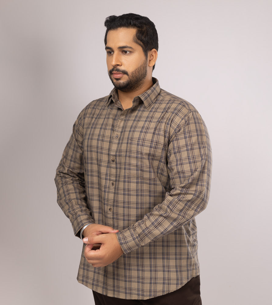 Plus Size Casual Shirt | 4XL - 10XL | 100% Cotton | Brown