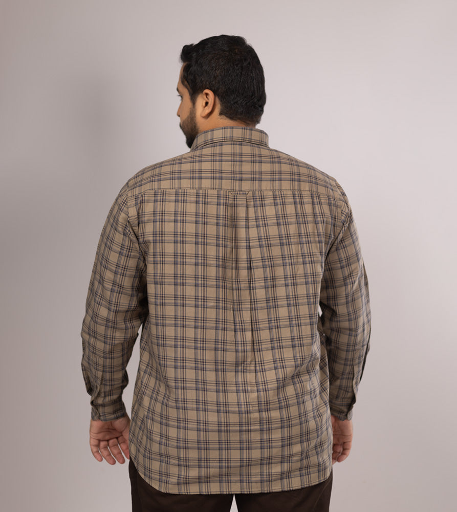 Plus Size Casual Shirt | 4XL - 10XL | 100% Cotton | Brown
