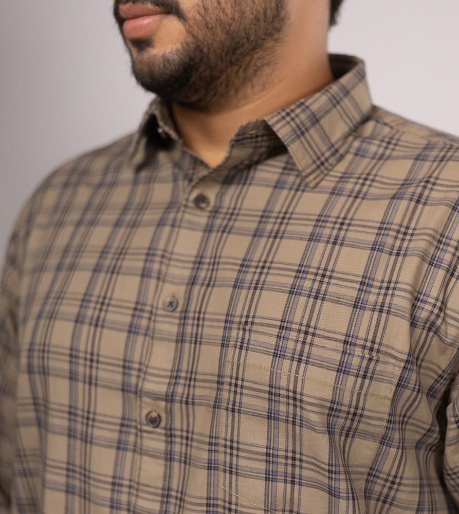 Plus Size Casual Shirt | 4XL - 10XL | 100% Cotton | Brown