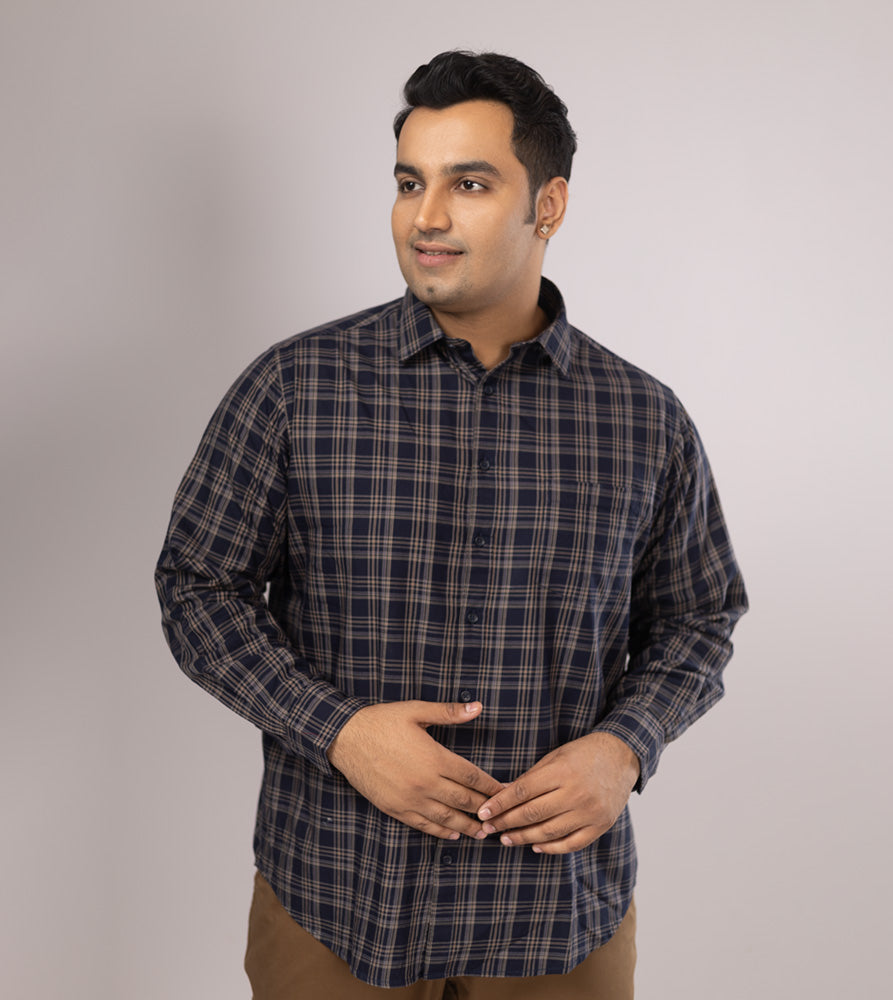 Plus Size Casual Shirt | 4XL - 10XL | 100% Cotton | Navy