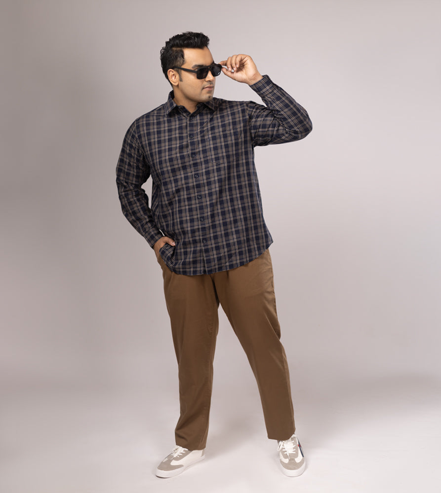 Plus Size Casual Shirt | 4XL - 10XL | 100% Cotton | Navy