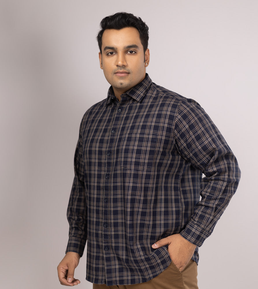 Plus Size Casual Shirt | 4XL - 10XL | 100% Cotton | Navy