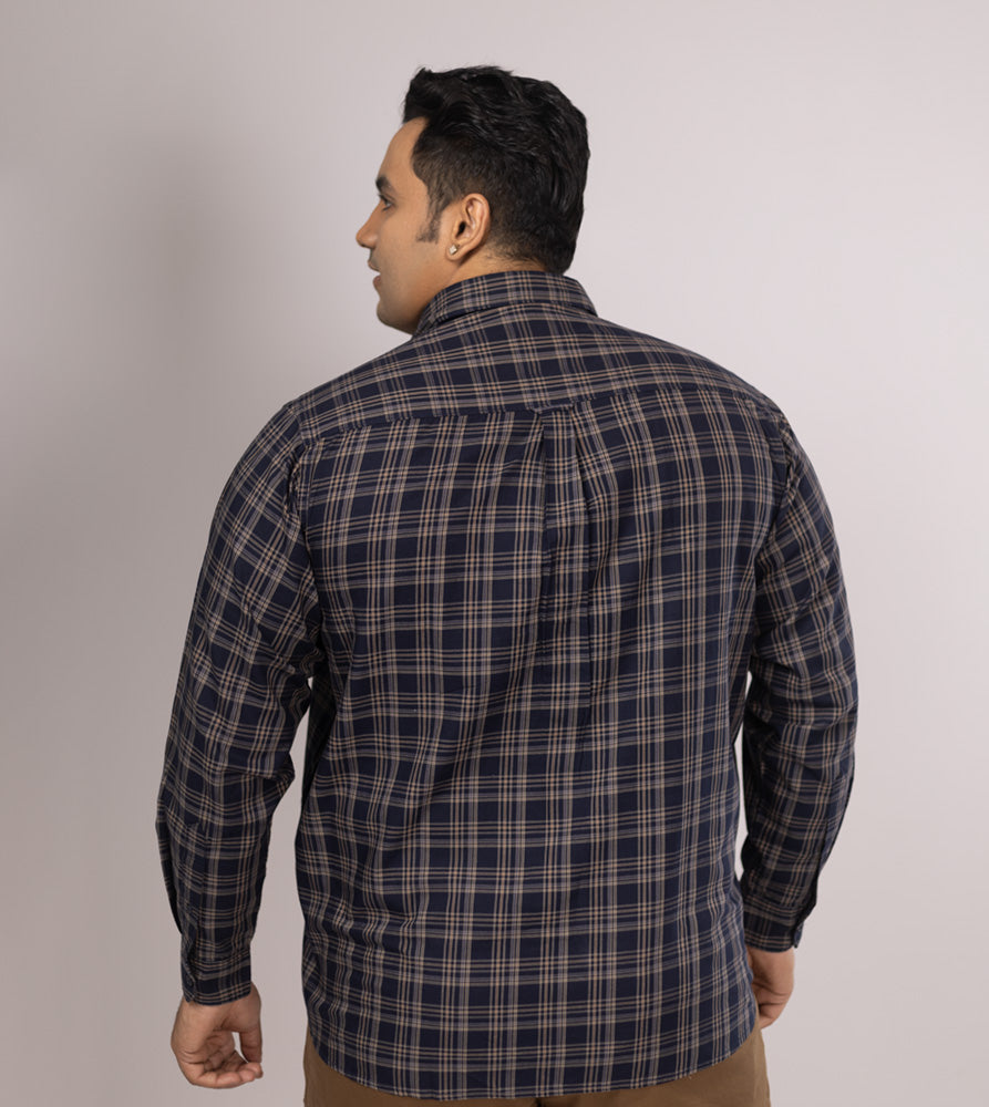 Plus Size Casual Shirt | 4XL - 10XL | 100% Cotton | Navy