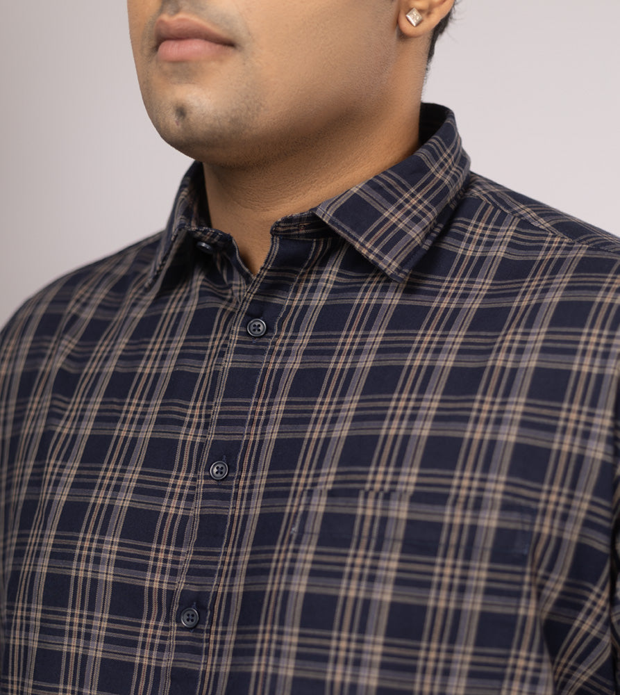 Plus Size Casual Shirt | 4XL - 10XL | 100% Cotton | Navy