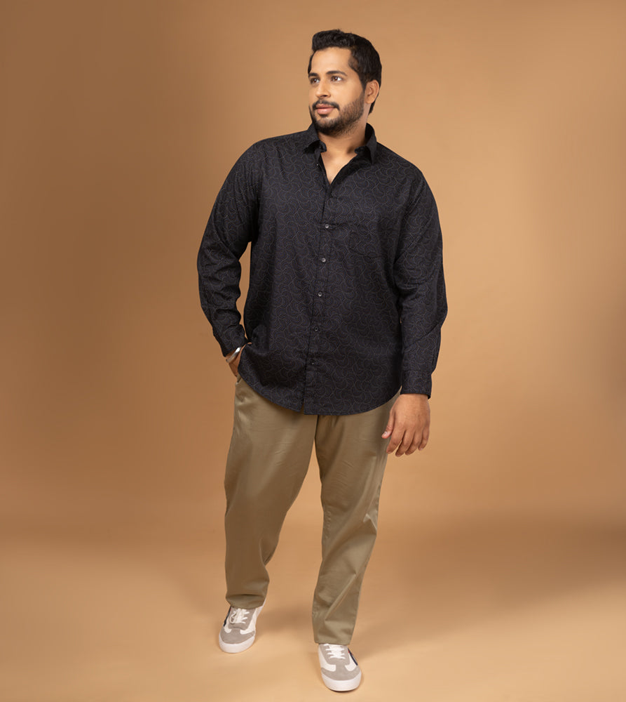 Plus Size Casual Shirt | 4XL - 10XL | 100% Cotton | Black
