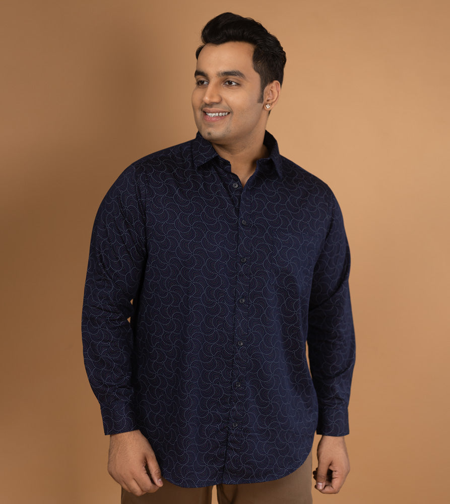 Plus Size Casual Shirt | 4XL - 10XL | 100% Cotton | Navy