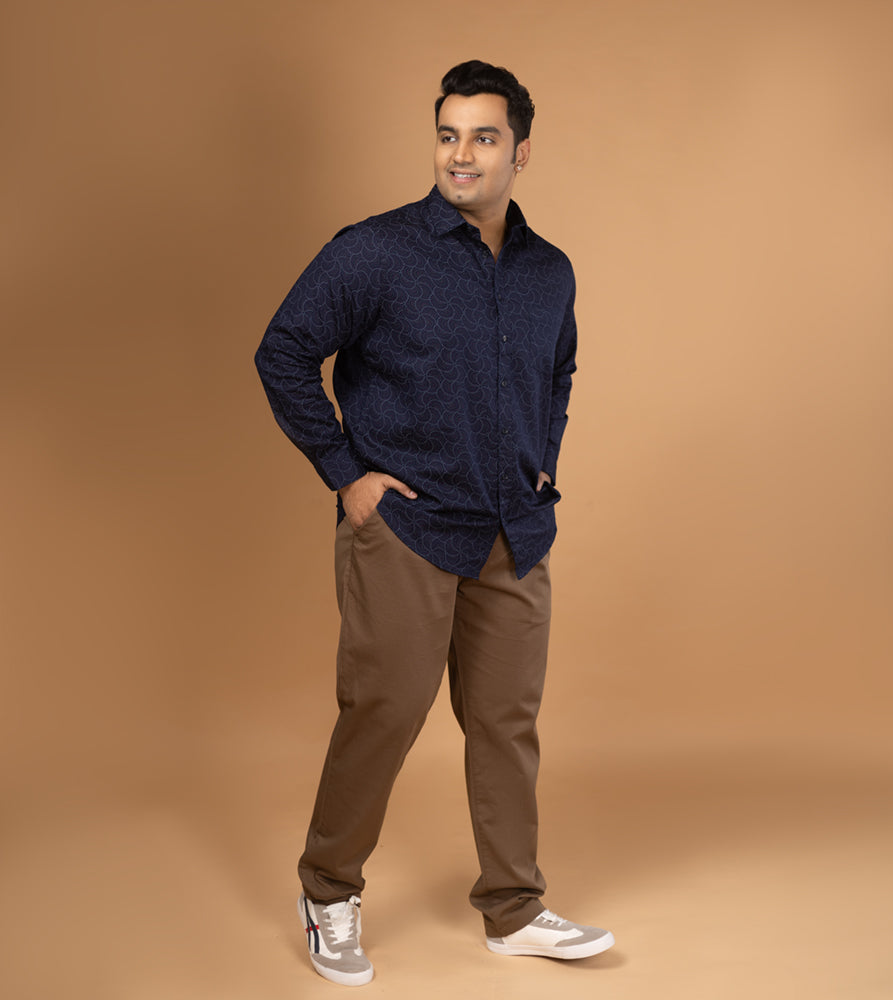 Plus Size Casual Shirt | 4XL - 10XL | 100% Cotton | Navy