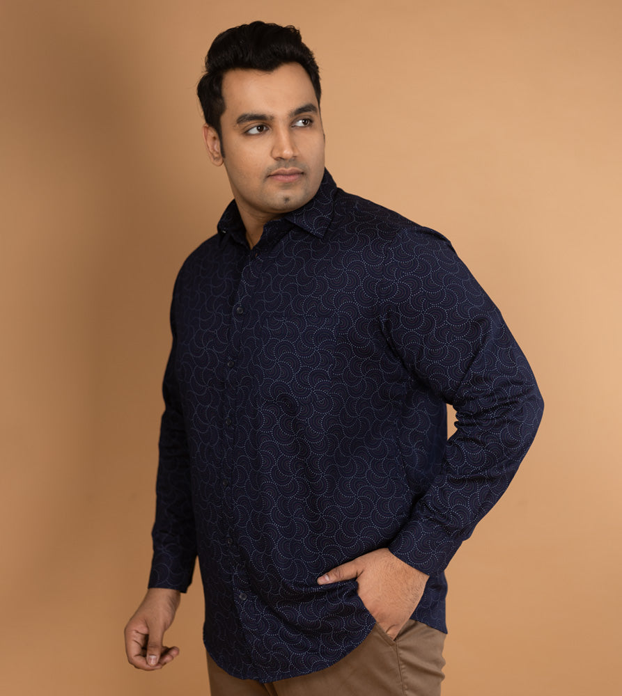 Plus Size Casual Shirt | 4XL - 10XL | 100% Cotton | Navy