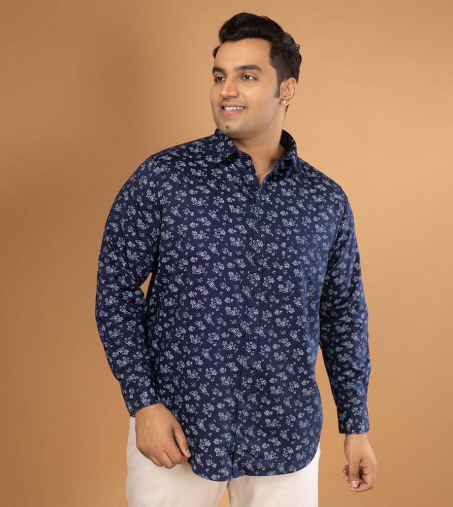 Plus Size Casual Shirt | 4XL - 10XL | 100% Cotton | Navy