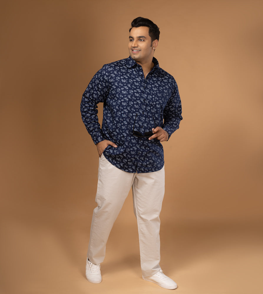 Plus Size Casual Shirt | 4XL - 10XL | 100% Cotton | Navy