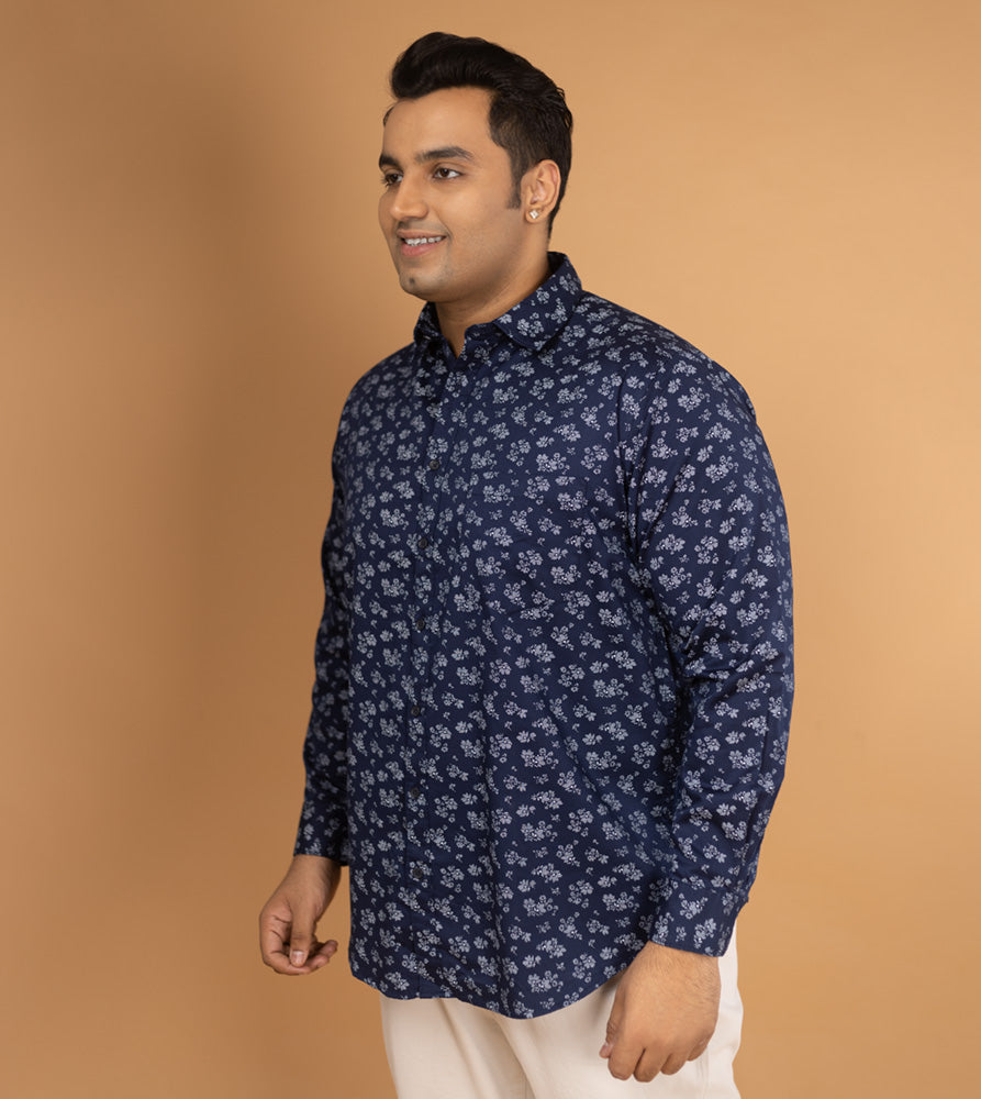 Plus Size Casual Shirt | 4XL - 10XL | 100% Cotton | Navy