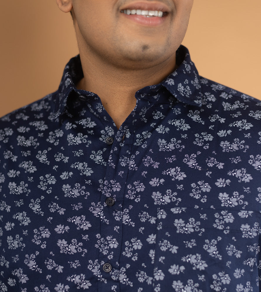 Plus Size Casual Shirt | 4XL - 10XL | 100% Cotton | Navy