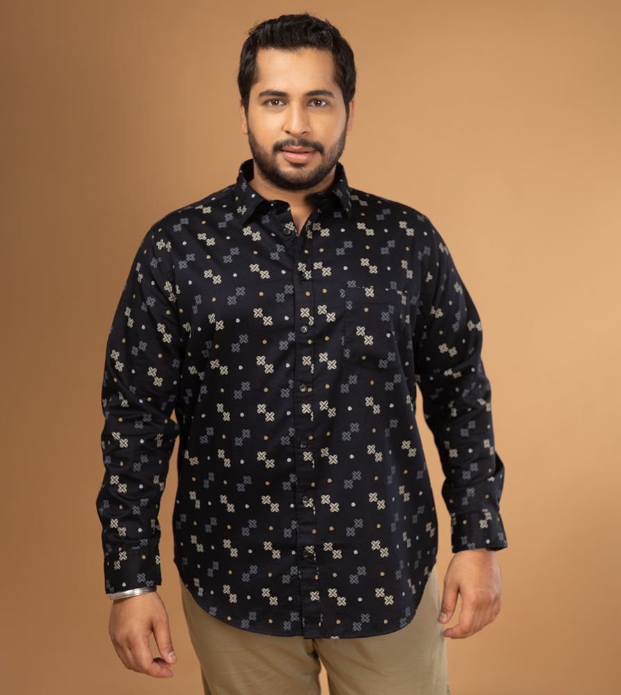 Plus Size Casual Shirt | 4XL - 10XL | 100% Cotton | Black