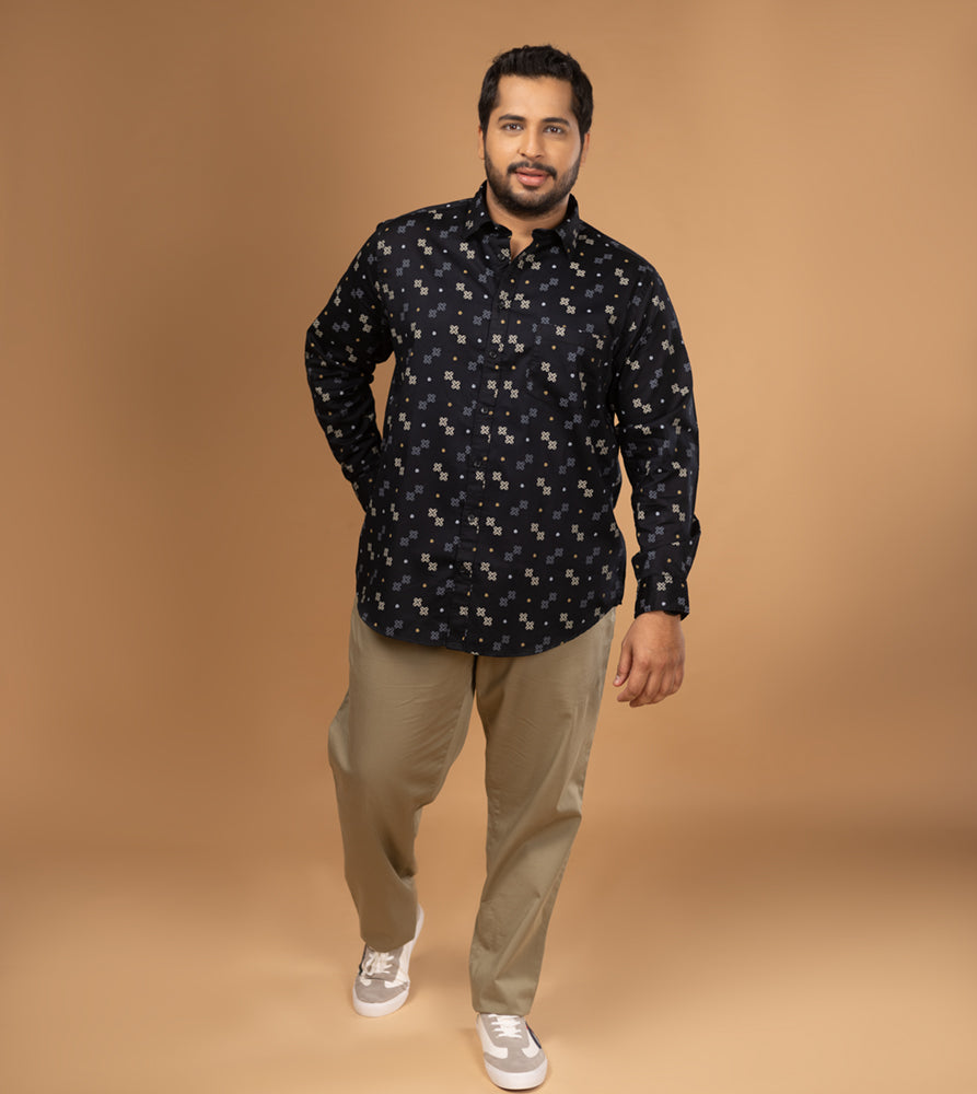 Plus Size Casual Shirt | 4XL - 10XL | 100% Cotton | Black