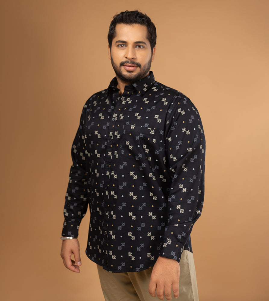 Plus Size Casual Shirt | 4XL - 10XL | 100% Cotton | Black