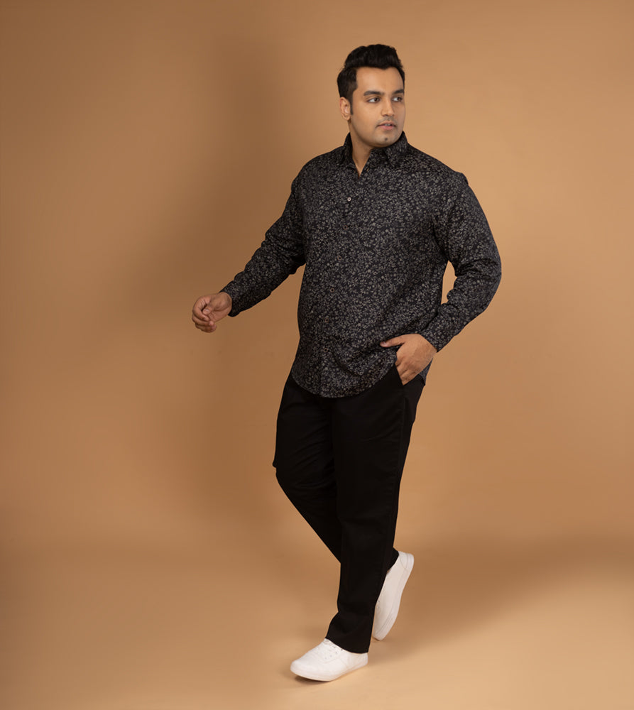 Plus Size Casual Shirt | 4XL - 10XL | 100% Cotton | Black