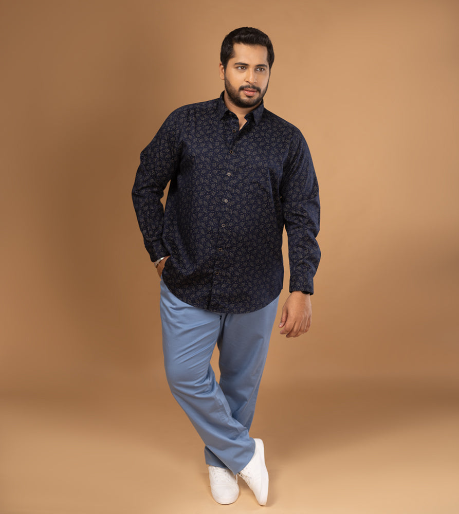 Plus Size Casual Shirt | 4XL - 10XL | 100% Cotton | Navy