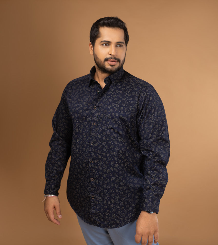 Plus Size Casual Shirt | 4XL - 10XL | 100% Cotton | Navy