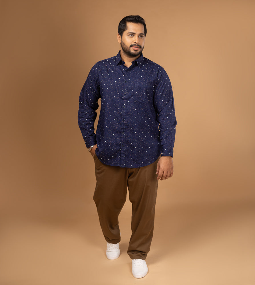 Plus Size Casual Shirt | 4XL - 10XL | 100% Cotton | Navy